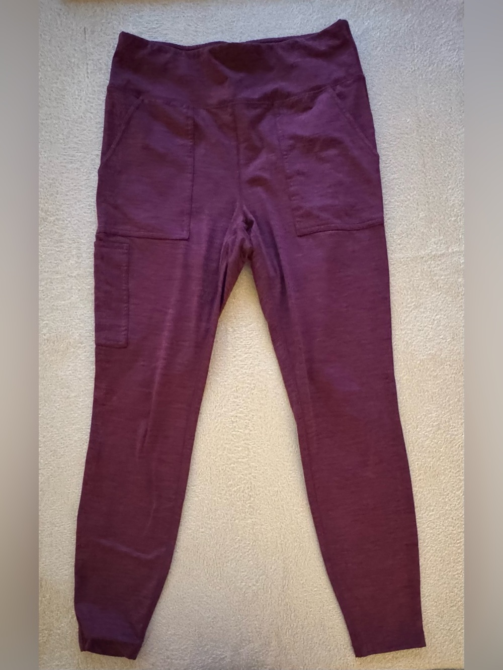 Lands' End Burgundy Cargo Pocket Jogger Leggings